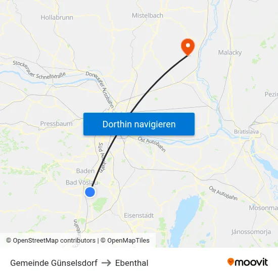 Gemeinde Günselsdorf to Ebenthal map