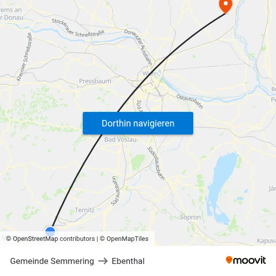 Gemeinde Semmering to Ebenthal map