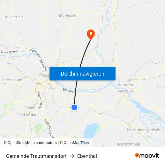 Gemeinde Trautmannsdorf to Ebenthal map