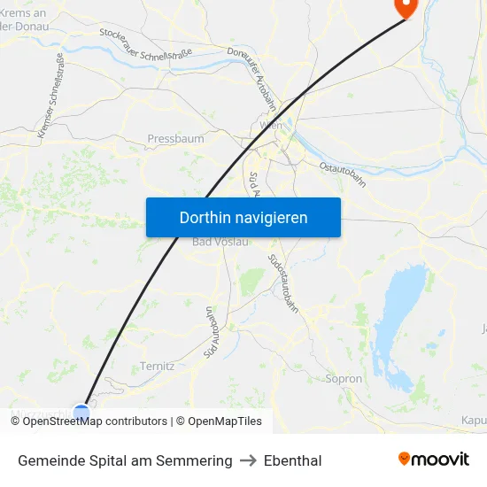 Gemeinde Spital am Semmering to Ebenthal map