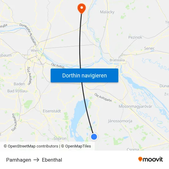 Pamhagen to Ebenthal map