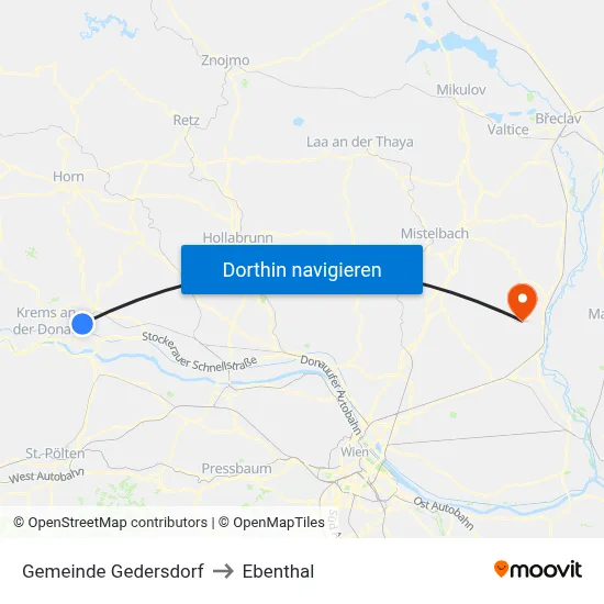 Gemeinde Gedersdorf to Ebenthal map