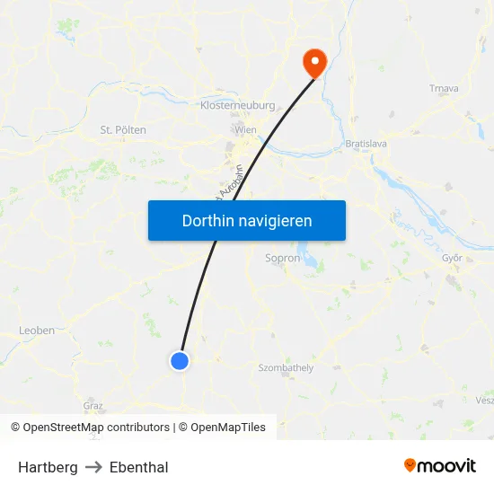 Hartberg to Ebenthal map
