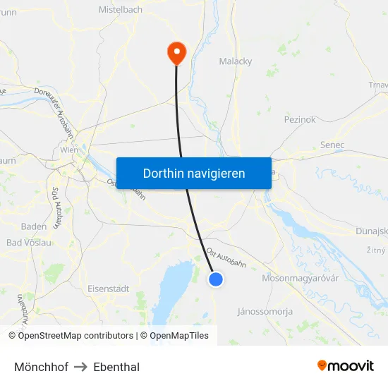 Mönchhof to Ebenthal map