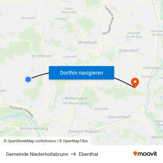 Gemeinde Niederhollabrunn to Ebenthal map