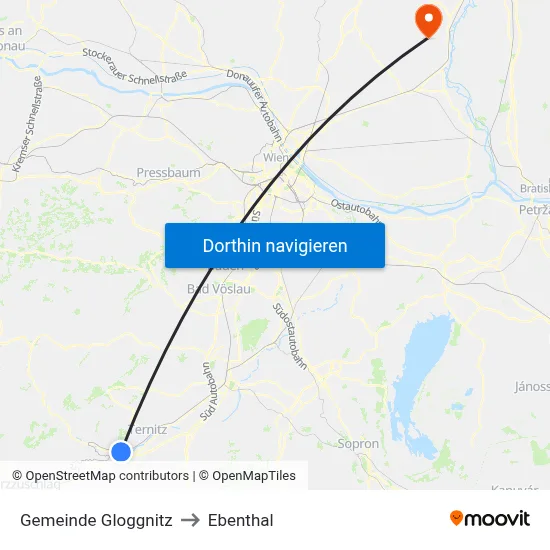 Gemeinde Gloggnitz to Ebenthal map