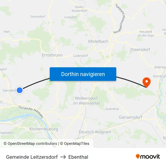Gemeinde Leitzersdorf to Ebenthal map