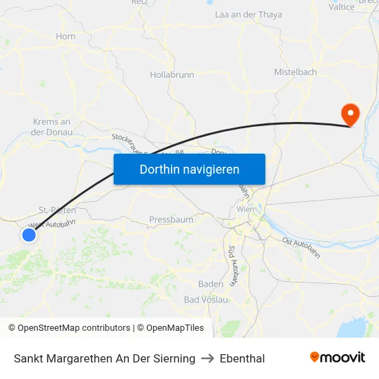 Sankt Margarethen An Der Sierning to Ebenthal map