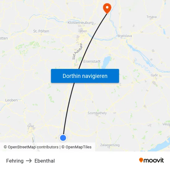 Fehring to Ebenthal map