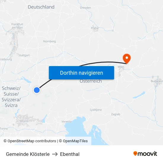 Gemeinde Klösterle to Ebenthal map