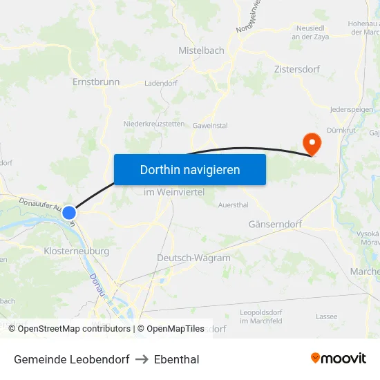 Gemeinde Leobendorf to Ebenthal map
