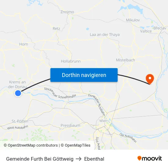 Gemeinde Furth Bei Göttweig to Ebenthal map