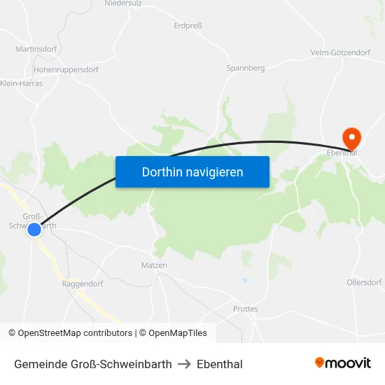 Gemeinde Groß-Schweinbarth to Ebenthal map