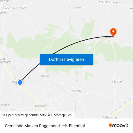 Gemeinde Matzen-Raggendorf to Ebenthal map