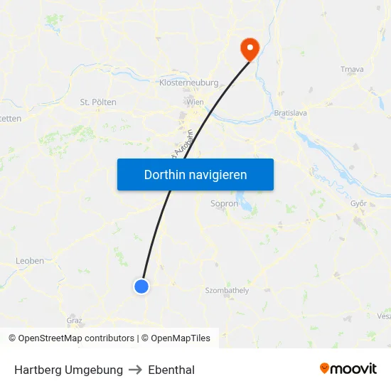 Hartberg Umgebung to Ebenthal map