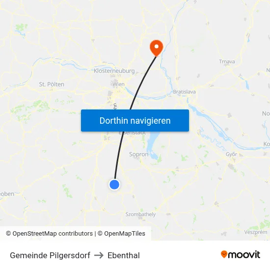 Gemeinde Pilgersdorf to Ebenthal map