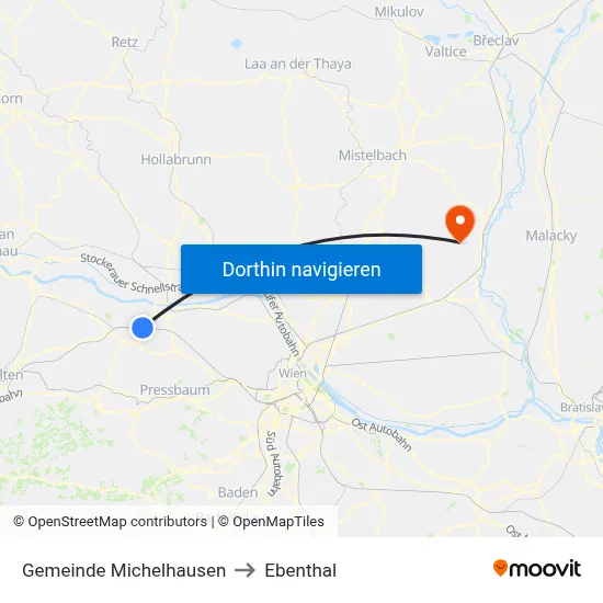 Gemeinde Michelhausen to Ebenthal map