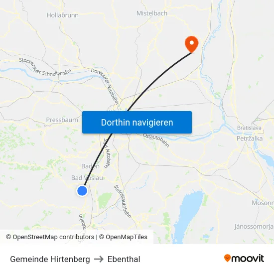 Gemeinde Hirtenberg to Ebenthal map