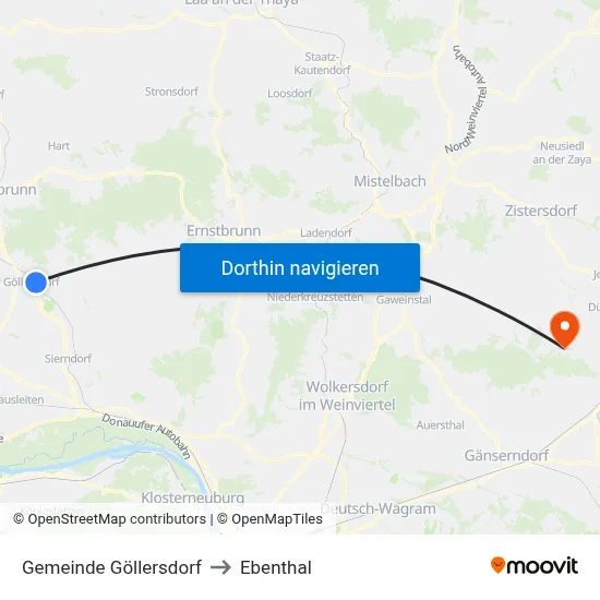 Gemeinde Göllersdorf to Ebenthal map