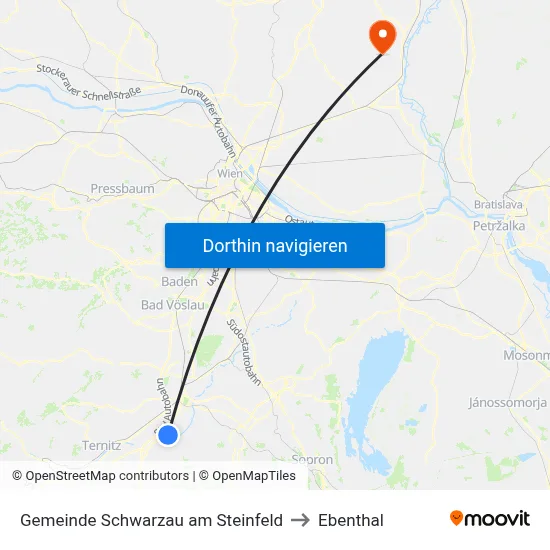 Gemeinde Schwarzau am Steinfeld to Ebenthal map