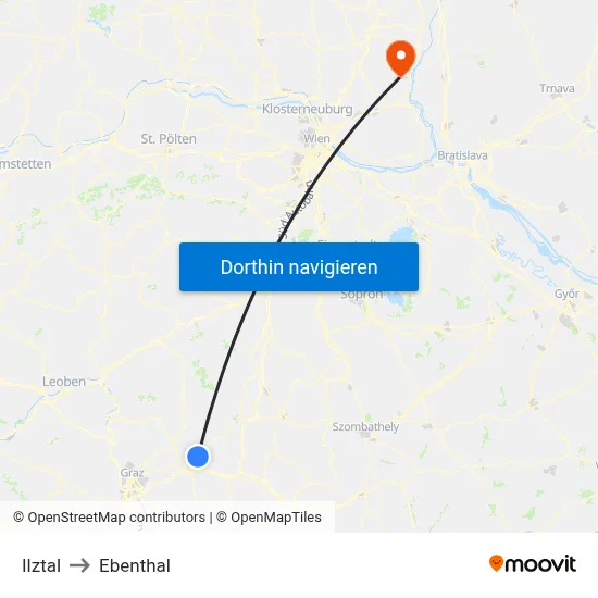 Ilztal to Ebenthal map