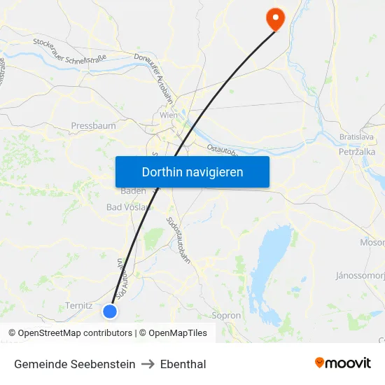 Gemeinde Seebenstein to Ebenthal map