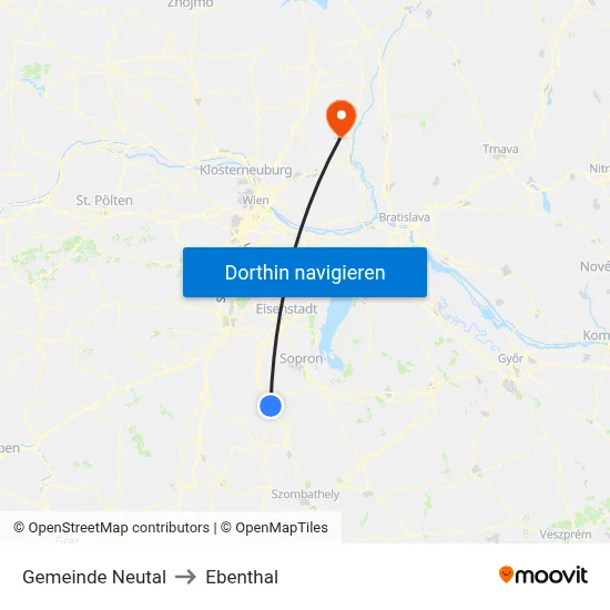 Gemeinde Neutal to Ebenthal map