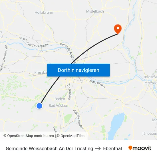 Gemeinde Weissenbach An Der Triesting to Ebenthal map