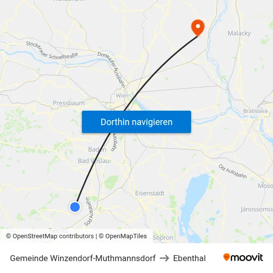 Gemeinde Winzendorf-Muthmannsdorf to Ebenthal map