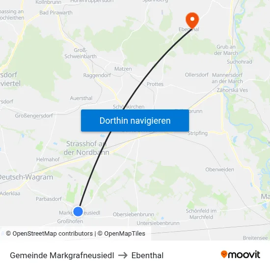Gemeinde Markgrafneusiedl to Ebenthal map