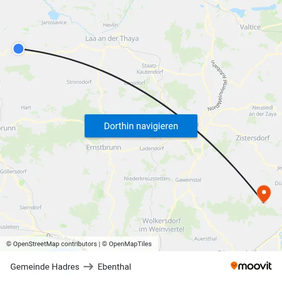 Gemeinde Hadres to Ebenthal map