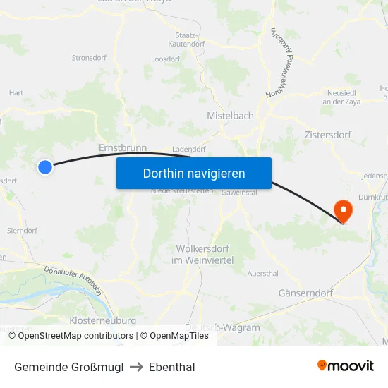 Gemeinde Großmugl to Ebenthal map