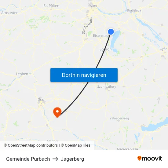 Gemeinde Purbach to Jagerberg map