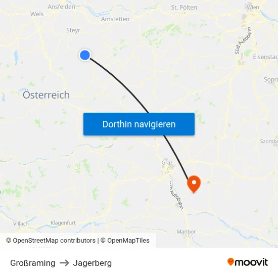 Großraming to Jagerberg map