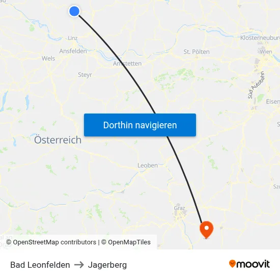 Bad Leonfelden to Jagerberg map