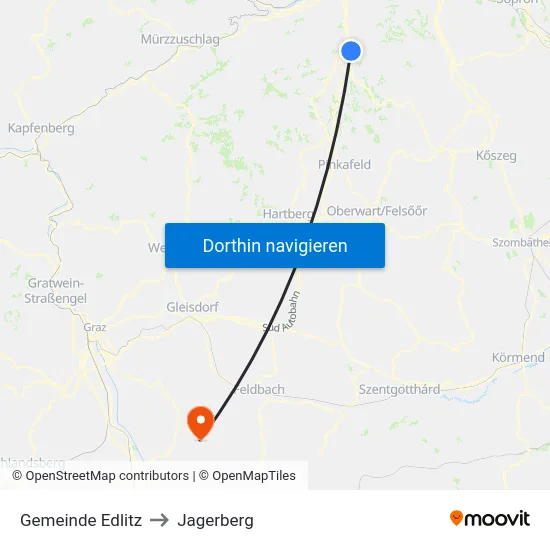 Gemeinde Edlitz to Jagerberg map