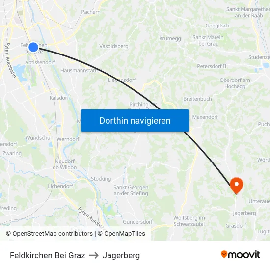 Feldkirchen Bei Graz to Jagerberg map