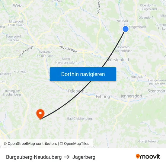 Burgauberg-Neudauberg to Jagerberg map