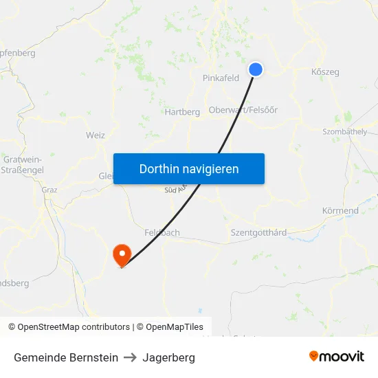 Gemeinde Bernstein to Jagerberg map