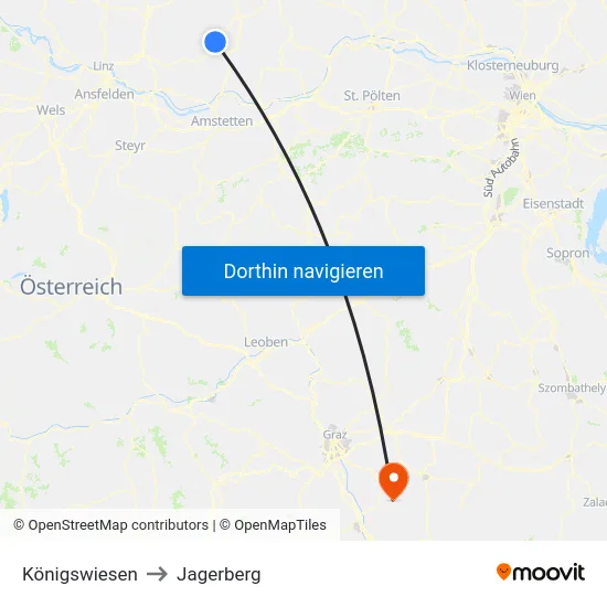 Königswiesen to Jagerberg map