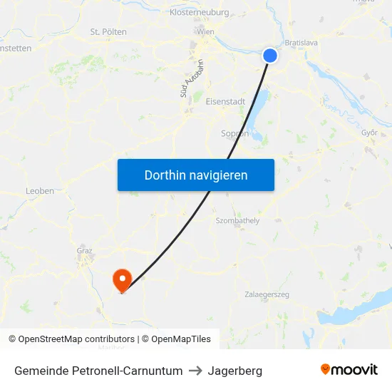 Gemeinde Petronell-Carnuntum to Jagerberg map