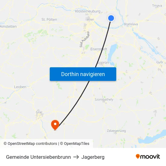 Gemeinde Untersiebenbrunn to Jagerberg map
