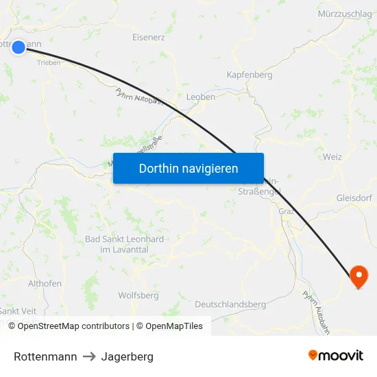 Rottenmann to Jagerberg map