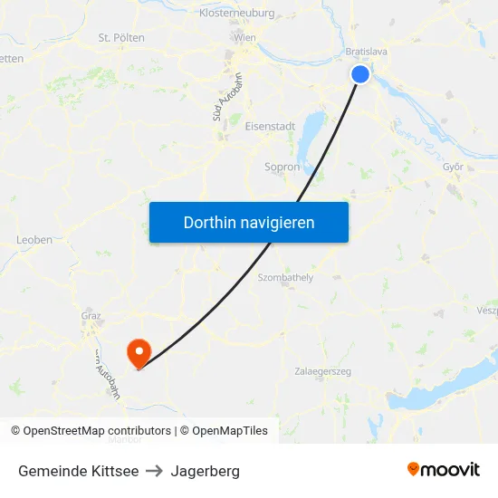 Gemeinde Kittsee to Jagerberg map