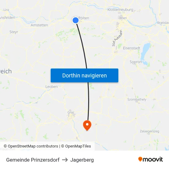 Gemeinde Prinzersdorf to Jagerberg map
