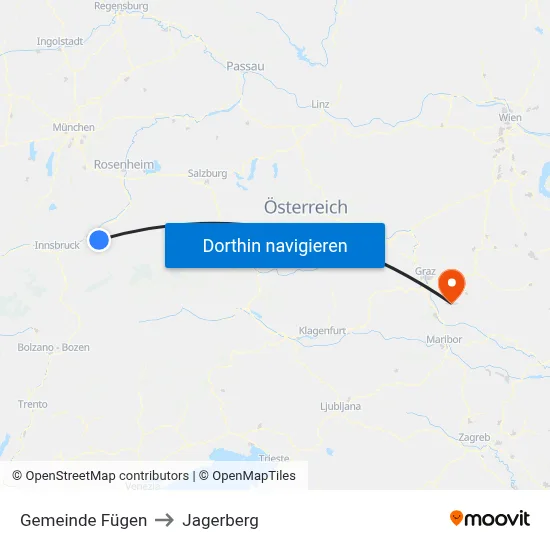 Gemeinde Fügen to Jagerberg map