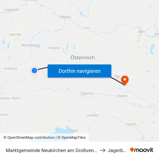 Marktgemeinde Neukirchen am Großvenediger to Jagerberg map