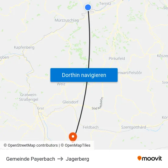 Gemeinde Payerbach to Jagerberg map