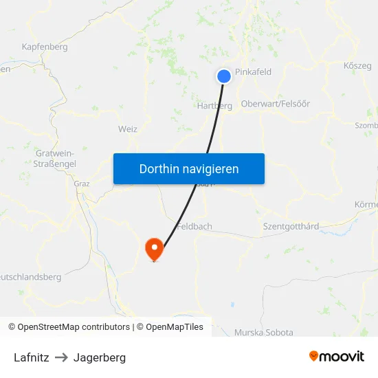 Lafnitz to Jagerberg map