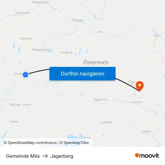 Gemeinde Mils to Jagerberg map